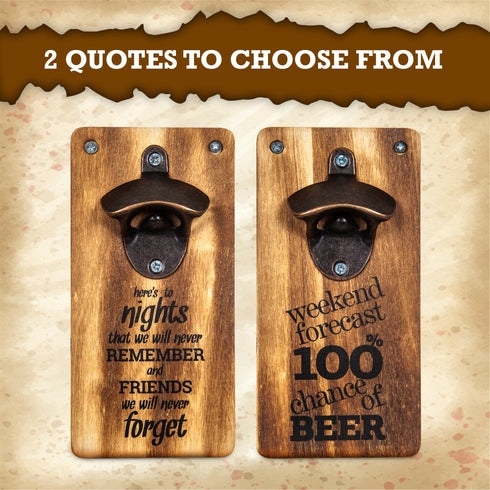 Wall Mounted Bottle Opener - Wooden